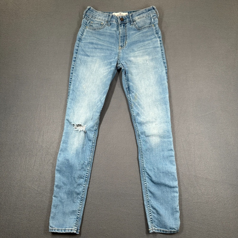 Hollister Jeans Womens 3S (26x28) Light Blue Distressed High Rise Super Skinny